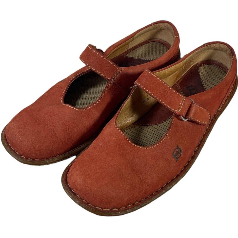 Born Womens Mary Jane Shoes Red Leather Hook And Loop Round Toe 8 M EUR 39